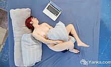 Redhead girlfriend Khadija Helix pleasures herself at home